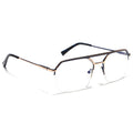 Voyage Golden & Navy Blue Half Rim Eyeglasses for Men & Women (73017FMG7094-C2)