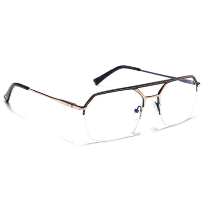 Voyage Golden & Navy Blue Half Rim Eyeglasses for Men & Women (73017FMG7094-C2)
