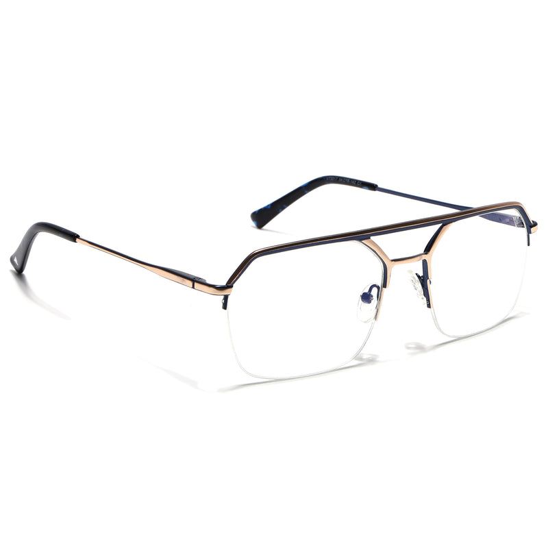 Voyage Golden & Navy Blue Half Rim Eyeglasses for Men & Women (73017FMG7094-C2)