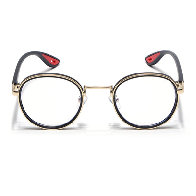 Pilot | Golden & Black Round Eyeglasses for Men & Women | 2#MG6671-C4