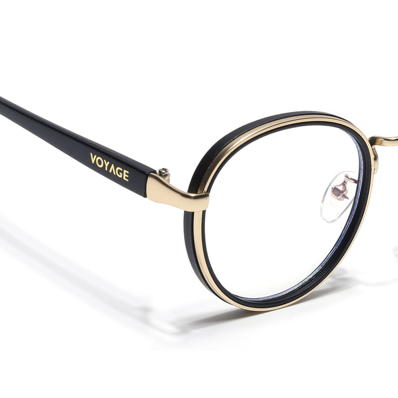 Pilot | Golden & Black Round Eyeglasses for Men & Women | 2#MG6671-C4
