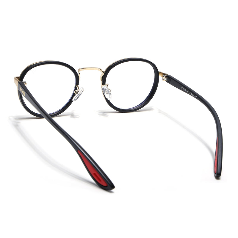 Pilot | Golden & Black Round Eyeglasses for Men & Women | 2#MG6671-C4