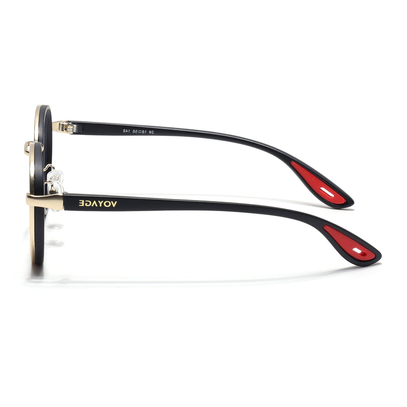 Pilot | Golden & Black Round Eyeglasses for Men & Women | 2#MG6671-C4