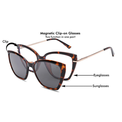 Voyage Glam Demi Brown Cateye TR Clip-On Polarized Sunglasses for Women (10017PMG4818-C3)