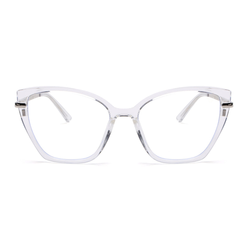 Voyage Glam Transparent Cateye TR Clip-On Polarized Sunglasses for Women (10017PMG4819-C2)