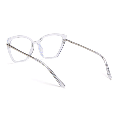 Voyage Glam Transparent Cateye TR Clip-On Polarized Sunglasses for Women (10017PMG4819-C2)