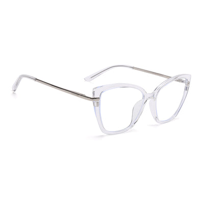 Voyage Glam Transparent Cateye TR Clip-On Polarized Sunglasses for Women (10017PMG4819-C2)