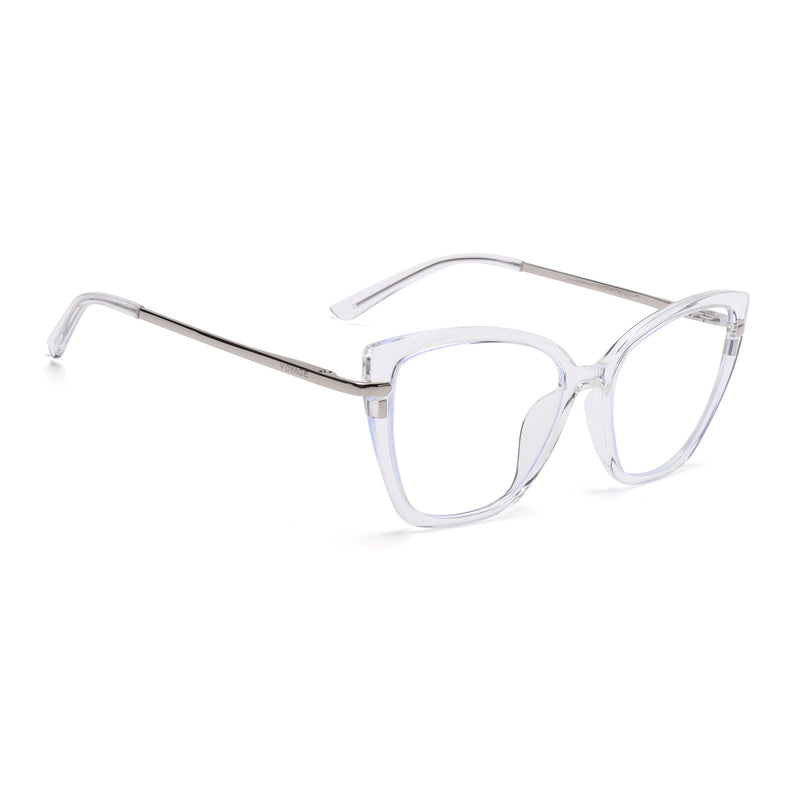 Voyage Glam Transparent Cateye TR Clip-On Polarized Sunglasses for Women (10017PMG4819-C2)