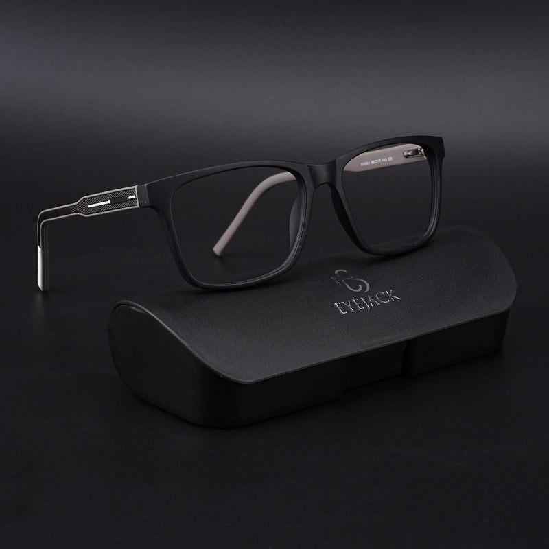 Eyejack Rush Matt Black Square Eyeglasses for Men & Women (1001CL635-C1)