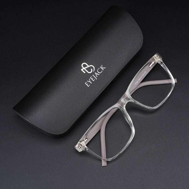 Eyejack Rush Transparent Square Eyeglasses for Men & Women (1001CL636-C2)