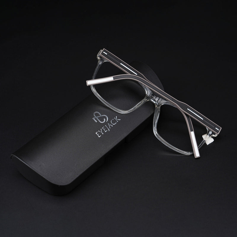 Eyejack Rush Transparent Square Eyeglasses for Men & Women (1001CL636-C2)
