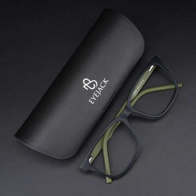 Eyejack Rush Matt Black Square Eyeglasses for Men & Women (1001CL639-C5)
