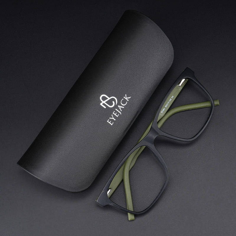 Eyejack Rush Matt Black Square Eyeglasses for Men & Women (1001CL639-C5)