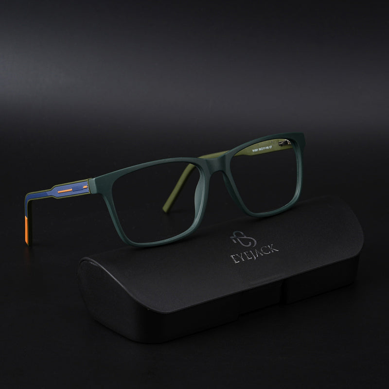Eyejack Rush Green Square Eyeglasses for Men & Women (1001CL640-C6)