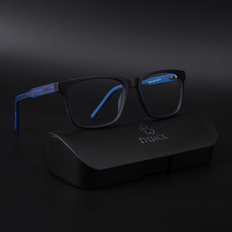 Eyejack Rush Navy Blue Square Eyeglasses for Men & Women (1001CL642-C8)