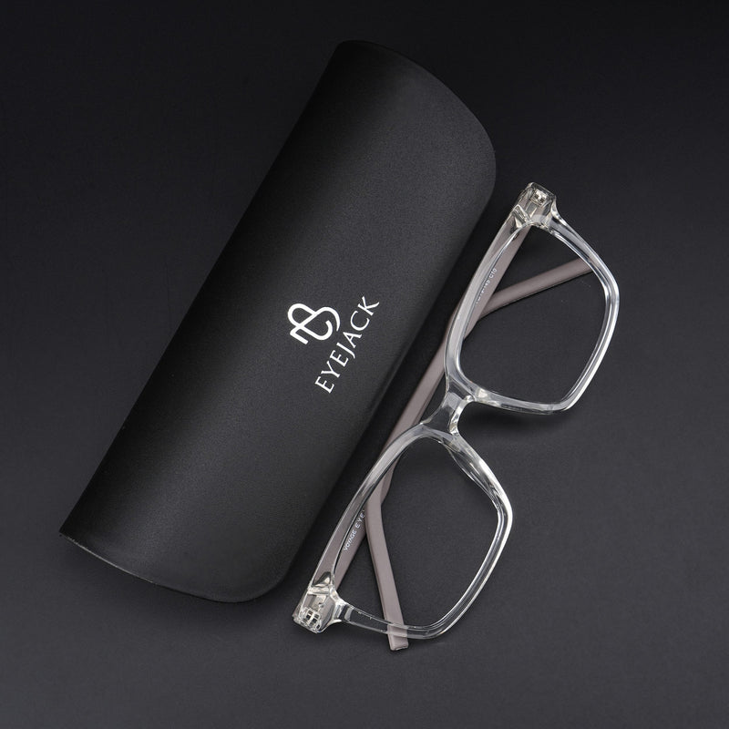 Eyejack Rush Transparent Square Eyeglasses for Men & Women (1002CL646-C2)