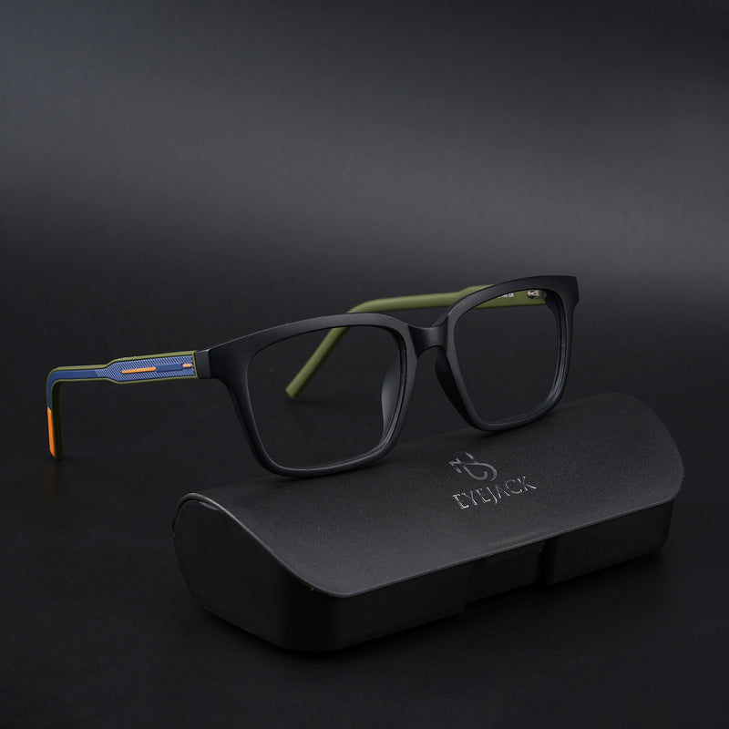 Eyejack Rush Matt Black Square Eyeglasses for Men & Women (1002CL649-C5)