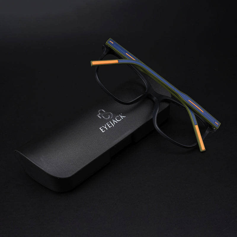 Eyejack Rush Matt Black Square Eyeglasses for Men & Women (1003CL659-C5)