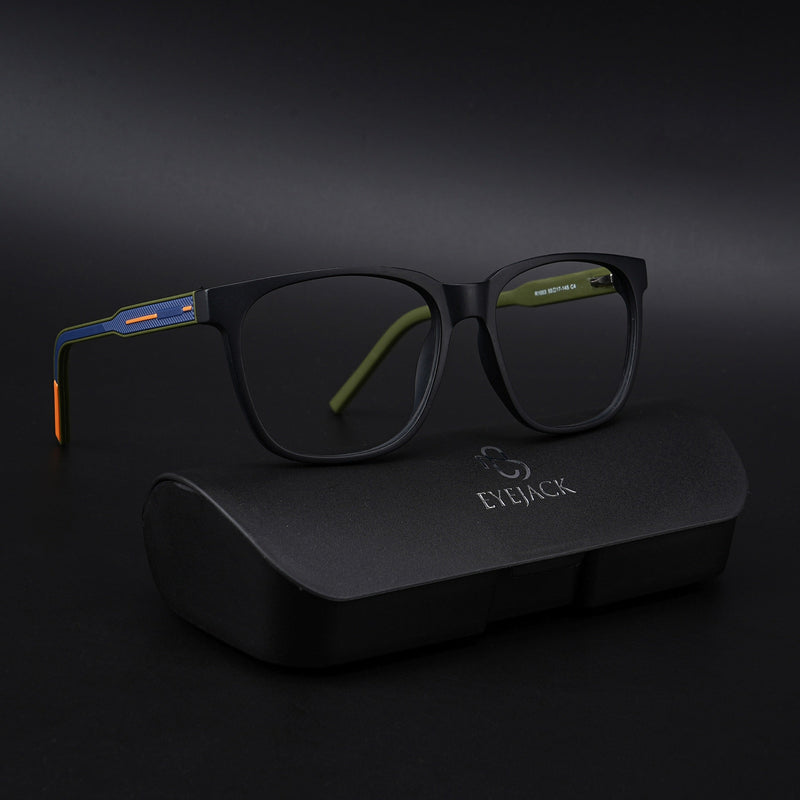 Eyejack Rush Matt Black Square Eyeglasses for Men & Women (1003CL659-C5)