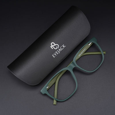 Eyejack Rush Green Square Eyeglasses for Men & Women (1003CL660-C6)