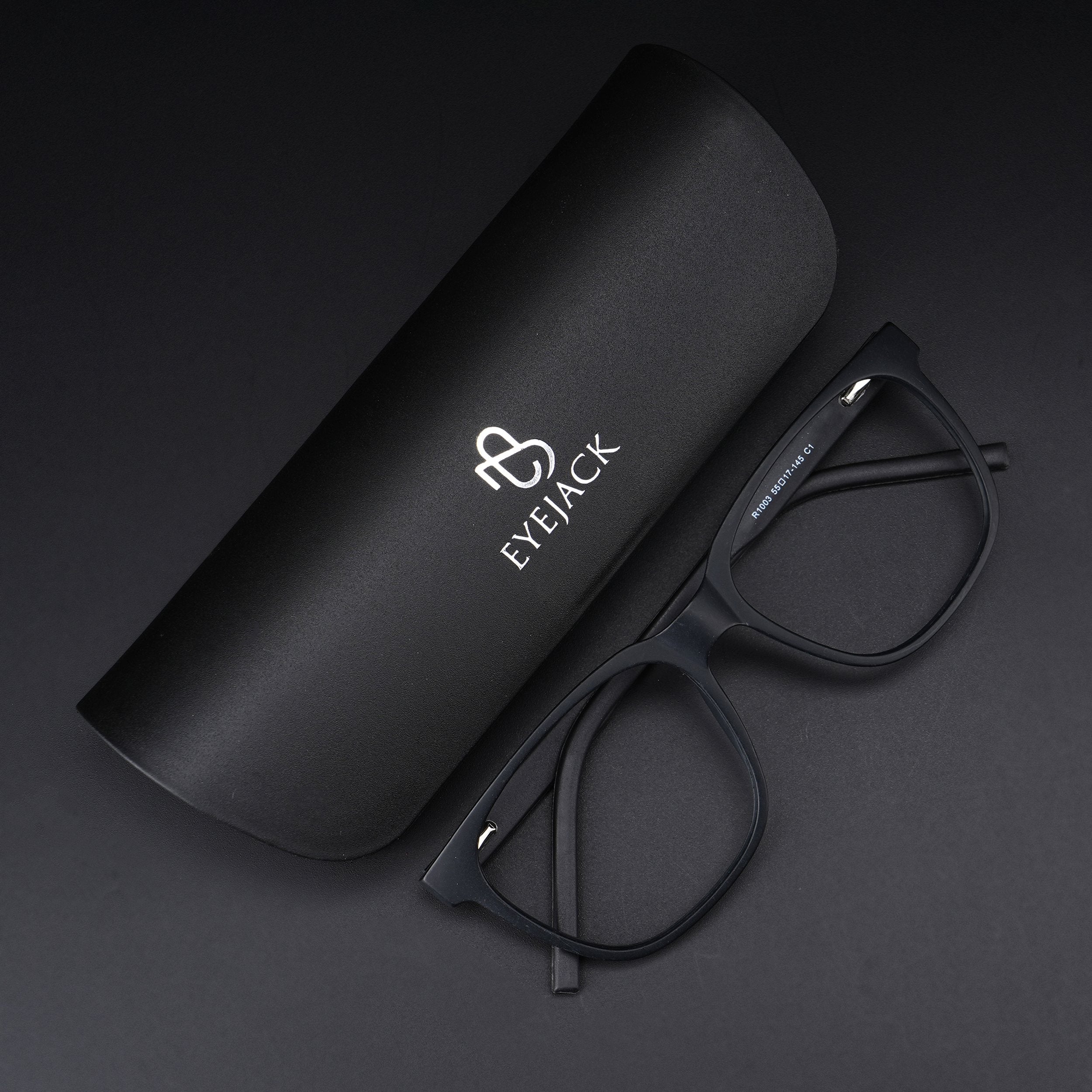 Eyejack Rush Matt Black Square Eyeglasses for Men & Women (1003CL661-C7)