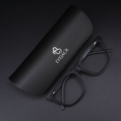 Eyejack Rush Matt Black Square Eyeglasses for Men & Women (1003CL661-C7)