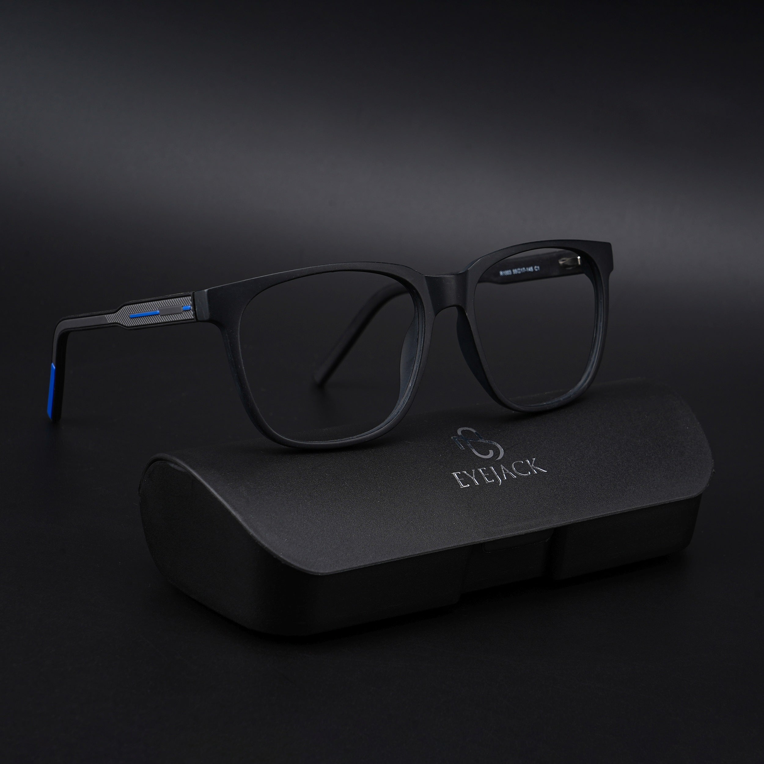 Eyejack Rush Matt Black Square Eyeglasses for Men & Women (1003CL661-C7)
