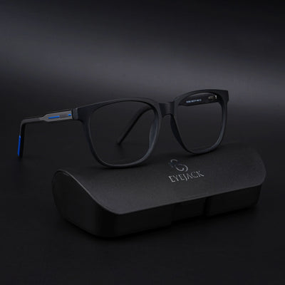 Eyejack Rush Matt Black Square Eyeglasses for Men & Women (1003CL661-C7)
