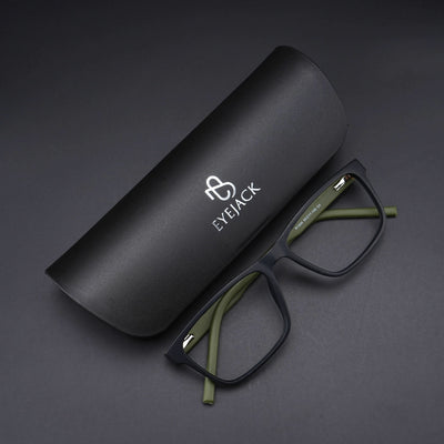 Eyejack Rush Matt Black Square Eyeglasses for Men & Women (1004CL669-C5)