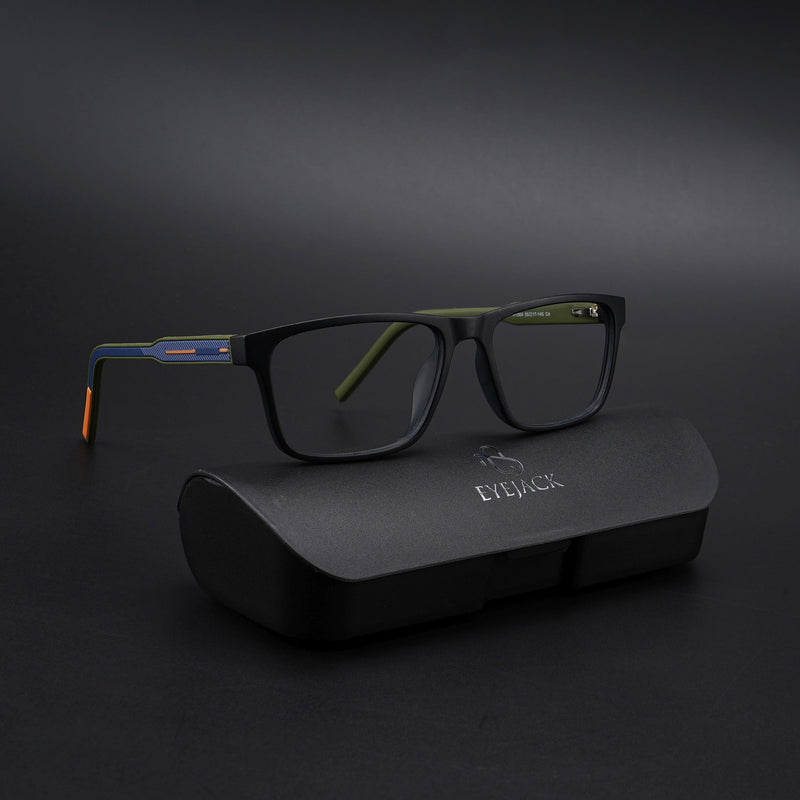 Eyejack Rush Matt Black Square Eyeglasses for Men & Women (1004CL669-C5)