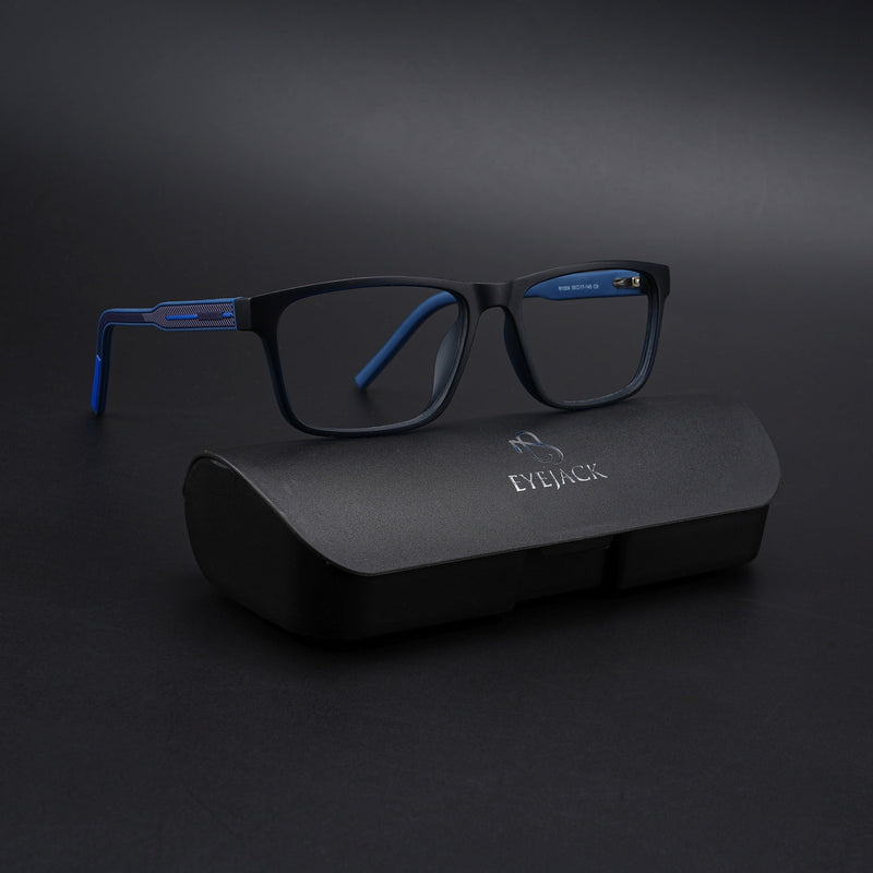 Eyejack Rush Navy Blue Square Eyeglasses for Men & Women (1004CL672-C8)