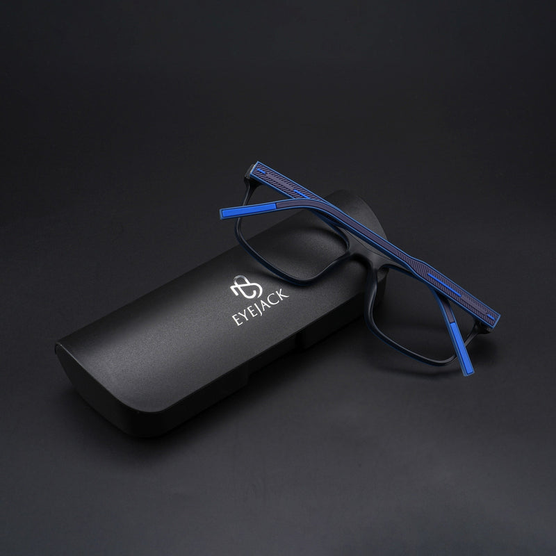 Eyejack Rush Navy Blue Square Eyeglasses for Men & Women (1004CL672-C8)
