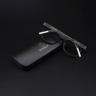 Eyejack Rush Matt Black Square Eyeglasses for Men & Women (1005CL675-C1)