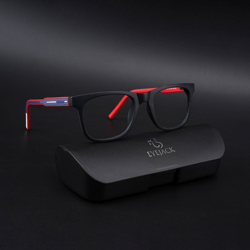 Eyejack Rush Matt Black Square Eyeglasses for Men & Women (1005CL677-C3)