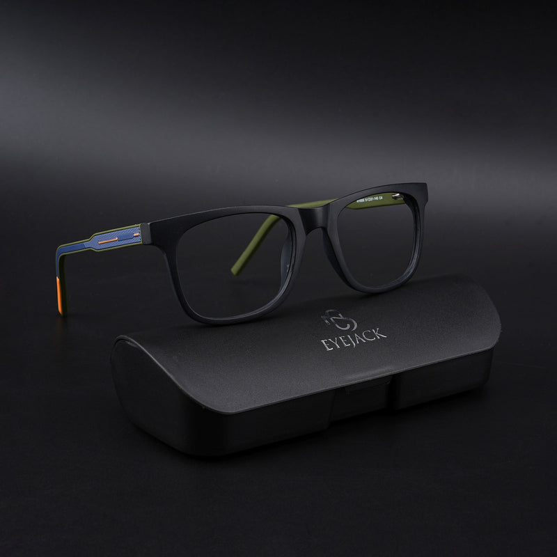 Eyejack Rush Matt Black Square Eyeglasses for Men & Women (1005CL679-C5)