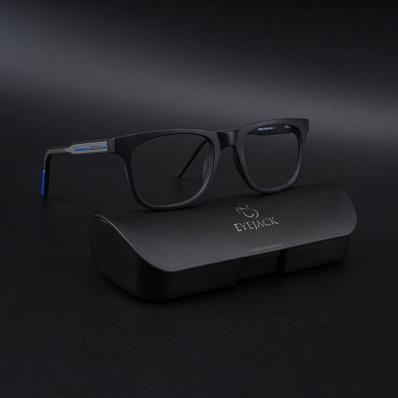 Eyejack Rush Matt Black Square Eyeglasses for Men & Women (1005CL681-C7)