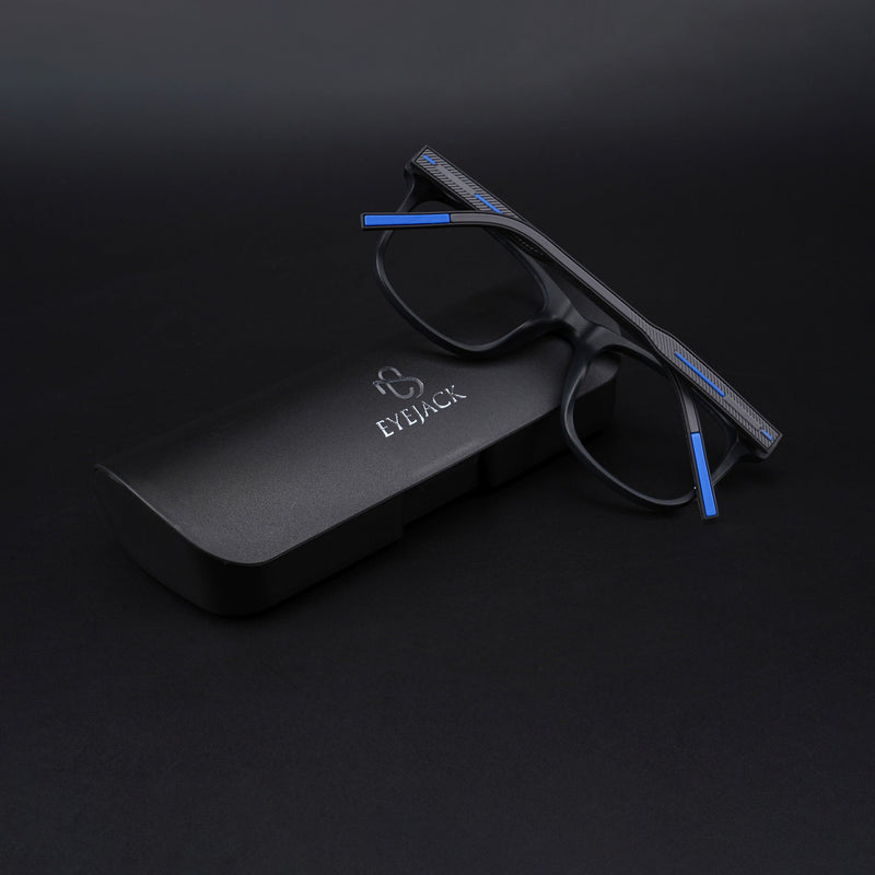 Eyejack Rush Matt Black Square Eyeglasses for Men & Women (1005CL681-C7)