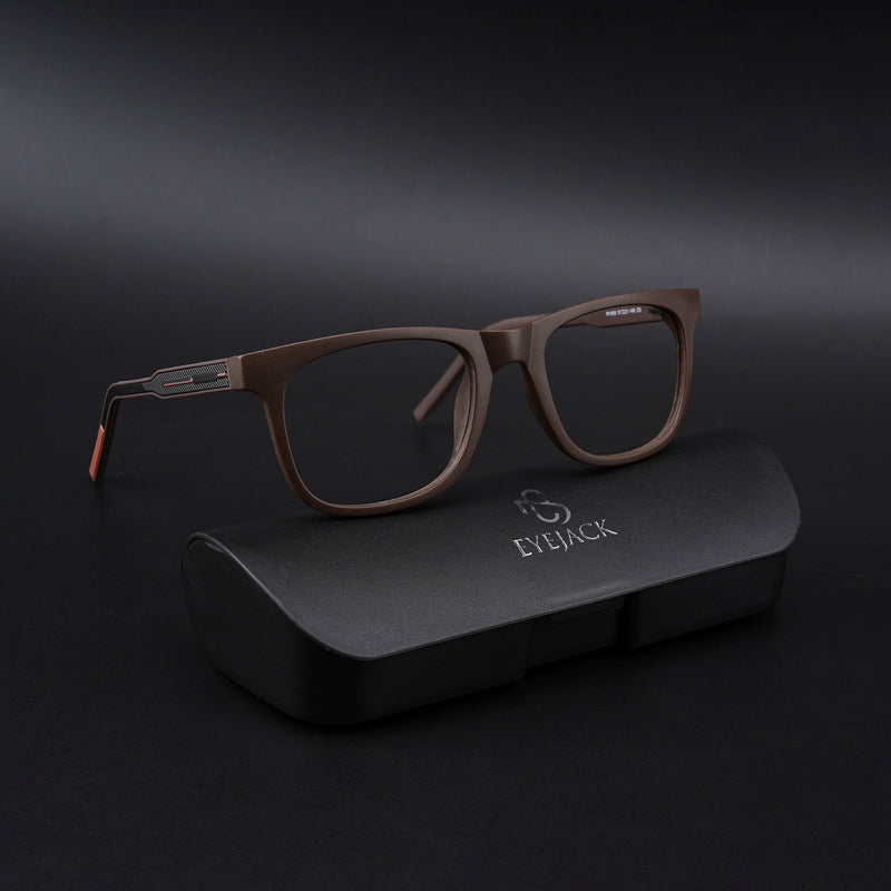 Eyejack Rush Matt Brown Square Eyeglasses for Men & Women (1005CL684-C10)