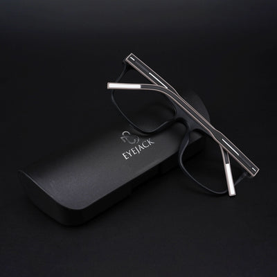 Eyejack Rush Matt Black Square Eyeglasses for Men & Women (1006CL685-C1)