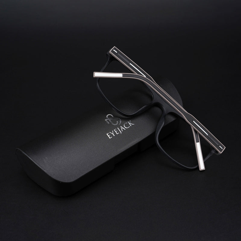 Eyejack Rush Matt Black Square Eyeglasses for Men & Women (1006CL685-C1)