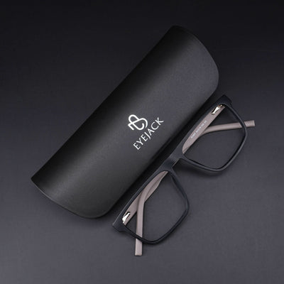Eyejack Rush Matt Black Square Eyeglasses for Men & Women (1007CL695-C1)