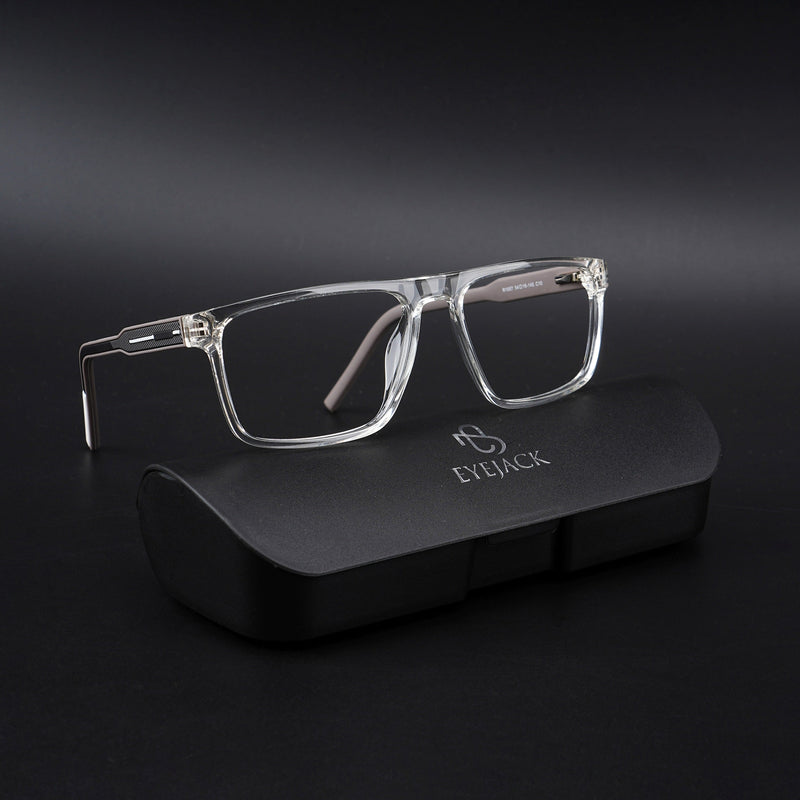 Eyejack Rush Transparent Square Eyeglasses for Men & Women (1007CL696-C2)