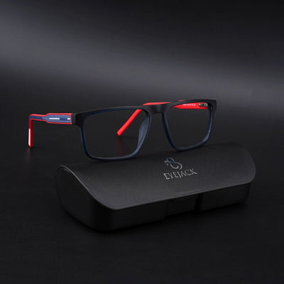 Eyejack Rush Navy Blue Square Eyeglasses for Men & Women (1007CL697-C3)