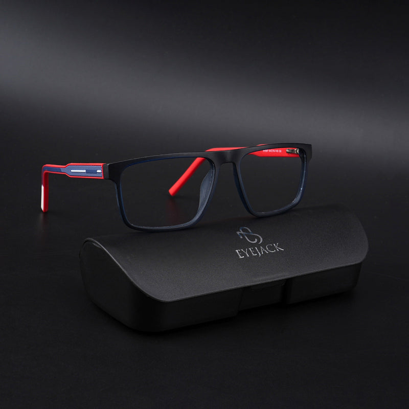 Eyejack Rush Navy Blue Square Eyeglasses for Men & Women (1007CL697-C3)