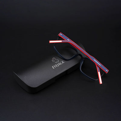 Eyejack Rush Navy Blue Square Eyeglasses for Men & Women (1007CL697-C3)