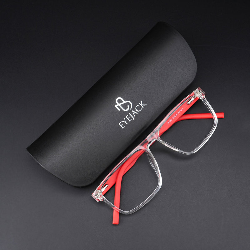 Eyejack Rush Transparent Square Eyeglasses for Men & Women (1007CL698-C4)