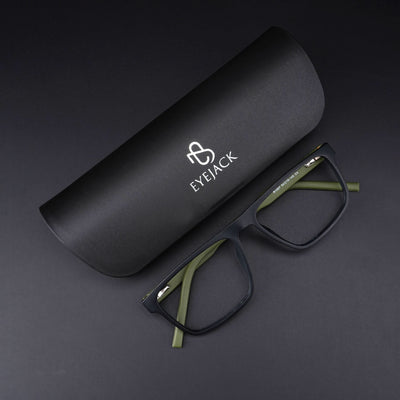 Eyejack Rush Matt Black Square Eyeglasses for Men & Women (1007CL699-C5)