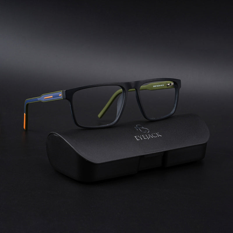 Eyejack Rush Matt Black Square Eyeglasses for Men & Women (1007CL699-C5)