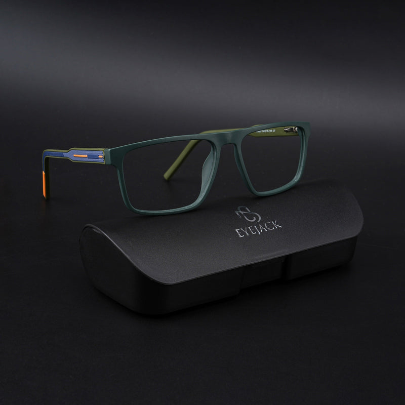 Eyejack Rush Green Square Eyeglasses for Men & Women (1007CL700-C6)