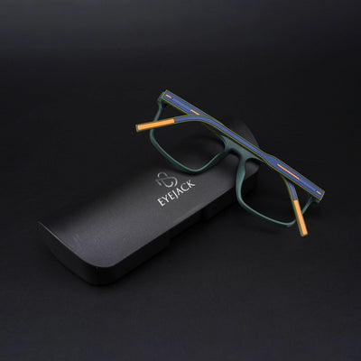 Eyejack Rush Green Square Eyeglasses for Men & Women (1007CL700-C6)
